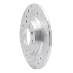 Ford Fusion Brake Rotor (1) - Rear Left - R1 Concepts - Drilled & Slotted - Silver - `98-`15